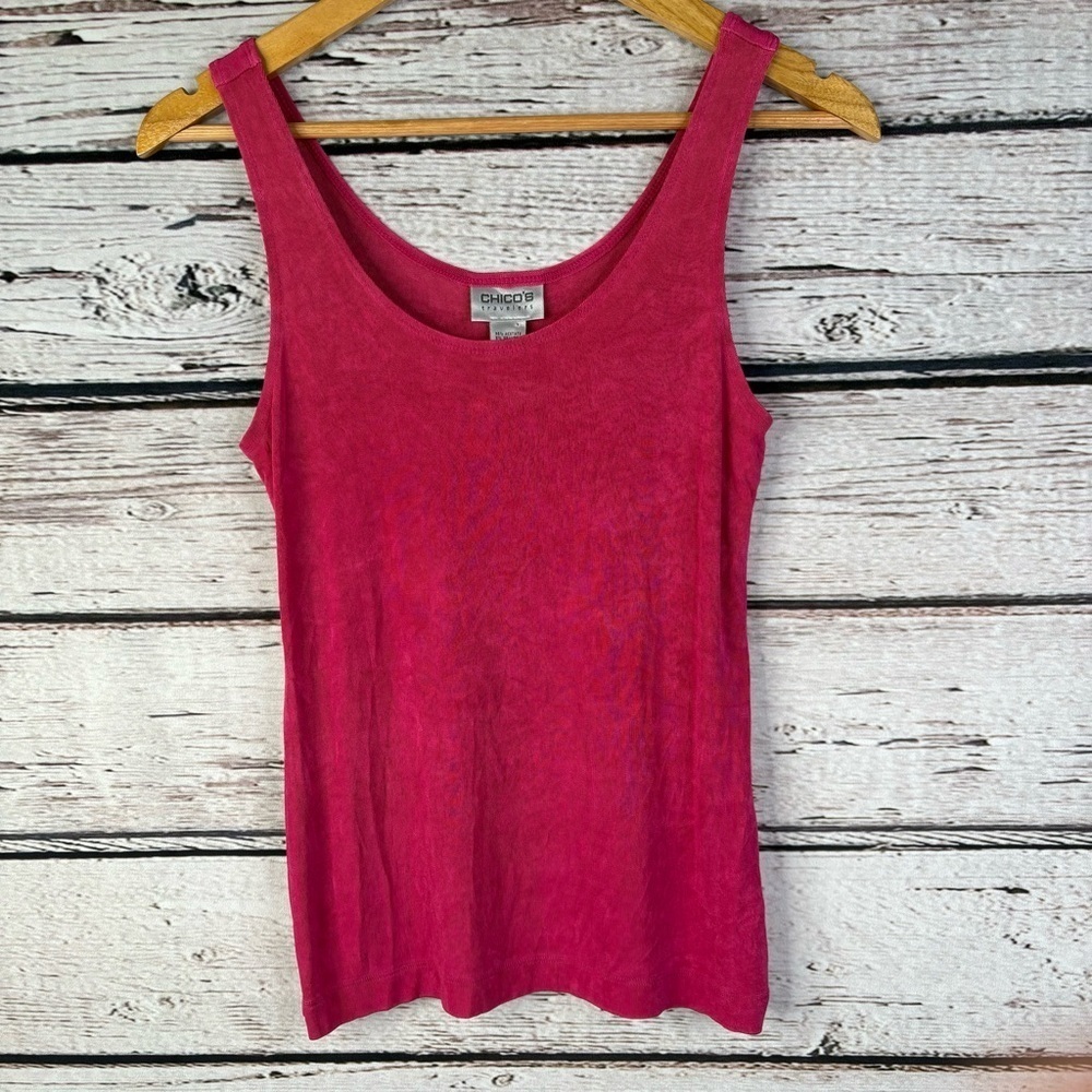 Chico’s Travelers 0 Women’s Small Stretchy Pink Tank Top Sleeveless Slinky Shirt